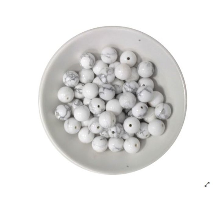 Perles Howlite Blanche 8 mm Sachet de 50 perles